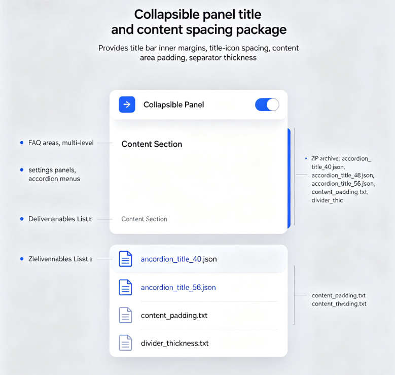 Collapsible panel title and content spacing package (JSON/TXT Preset) - Image 2