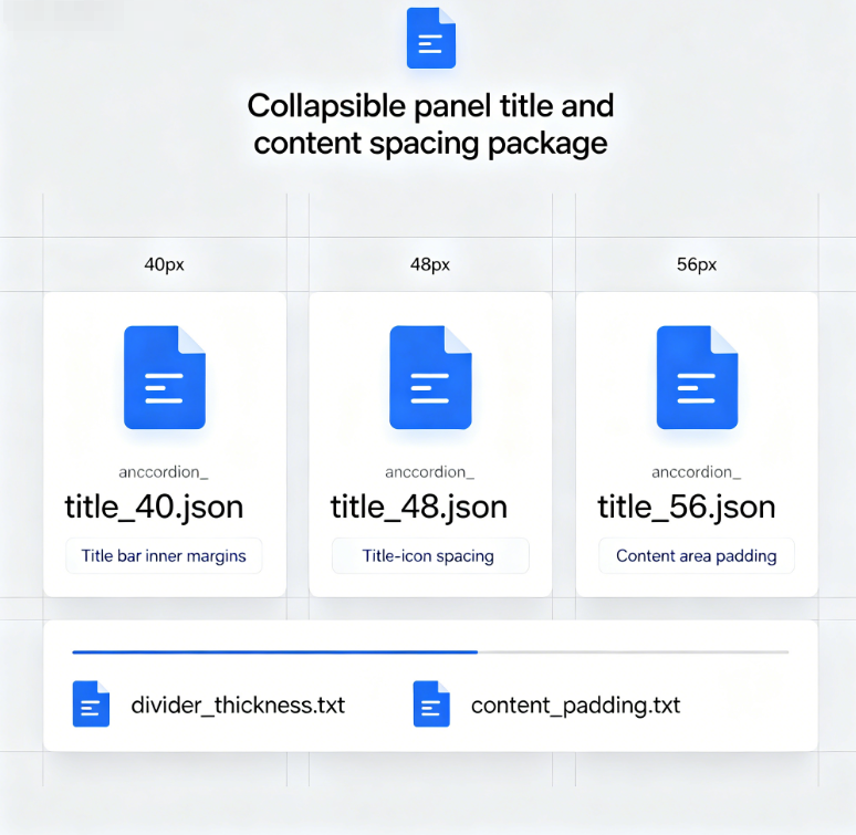Collapsible panel title and content spacing package (JSON/TXT Preset)