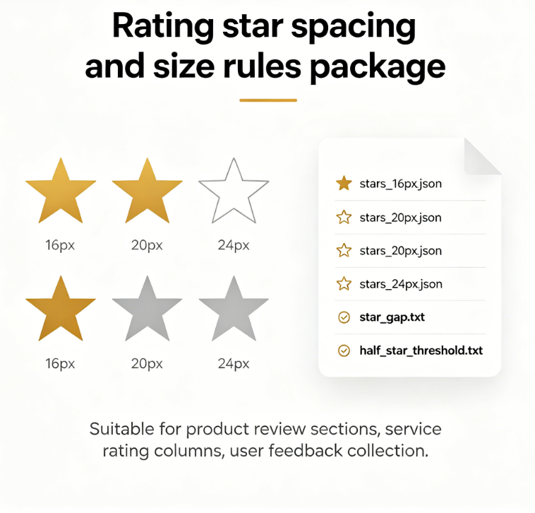 Rating star spacing and size rules package (JSON/TXT Preset)